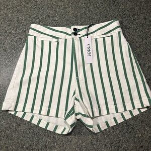 Askk NY Brighton Green White Striped Shorts Size 31